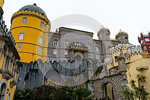 Sintra, Portugal/Europe; 15/04/19: Romanticist Palace of Pena in Sintra, Portugal. One of the most beautiful palaces in Europe