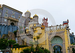 Sintra, Portugal/Europe; 15/04/19: Romanticist Palace of Pena in Sintra, Portugal. One of the most beautiful palaces in Europe