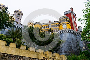 Sintra, Portugal/Europe; 15/04/19: Romanticist Palace of Pena in Sintra, Portugal. One of the most beautiful palaces in Europe photo