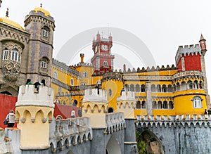 Sintra, Portugal/Europe; 15/04/19: Romanticist Palace of Pena in Sintra, Portugal. One of the most beautiful palaces in Europe photo