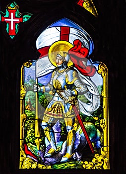 SINTRA, PORTUGAL: Saint George - vitrage window icon in Pena Pal