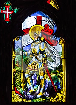 SINTRA, PORTUGAL: Saint George - vitrage window icon in Pena Pal photo