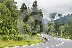 Sinuous Road in Mountains