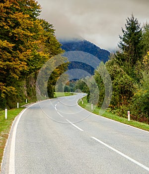 Sinuous road through the mountains