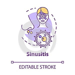 Sinusitis concept icon. Stuffy nose. Paranasal inflammation. Respiratory illness. Nasal problem. Flu infection idea thin photo