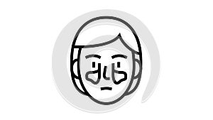 sinusitis disease line icon animation