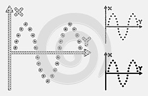 Sinusoid Plot Vector Mesh 2D Model and Triangle Mosaic Icon