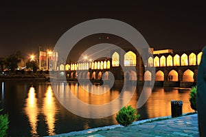 Sio-se-pol bridge in esfahan, iran, evening