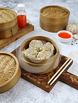 Siomay with topping crab in klakat / bamboo