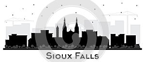 Sioux Falls South Dakota City Skyline Silhouette with Black Buildings Isolated on White. Vector Illustration. Sioux Falls USA