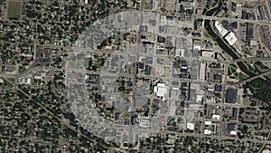 Sioux Falls USA zoom of the earth from space to the city