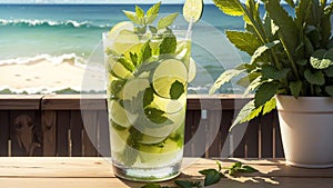 Sip Responsibly with a Reusable Straw and a Refreshing Mojito for National Mojito Day.AI Generated