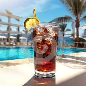 Sip into summer vibes with this refreshing iced drink by the pool.