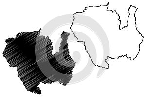 Sipaliwini District Surinam, Republic of Suriname map vector illustration, scribble sketch Sipaliwini map