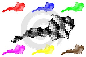 Siparia region Regional corporations and municipalities, Republic of Trinidad and Tobago map vector illustration, scribble