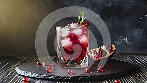Sipping Elegance. Dark Backdrops and Pomegranate Infused Spirits