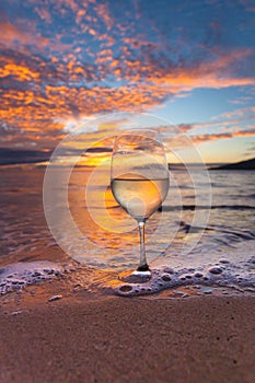 Sipping wine at sunset