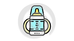 sippy cup for feeding baby color icon animation