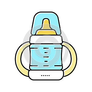 sippy cup for feeding baby color icon vector illustration