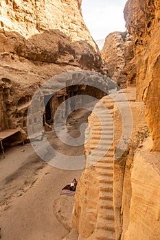 The siq canyon-like gorge at the UNESCO World Heritage site of Little Petra, in Jordan