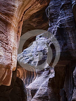 The Siq canyon in Petra, Jordan, Middle East