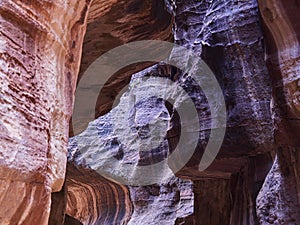 The Siq canyon in Petra, Jordan, Middle East