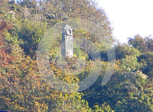 The Sir Arthur Quiller-Couch memorial above Fowey harbour, South Cornwall England.