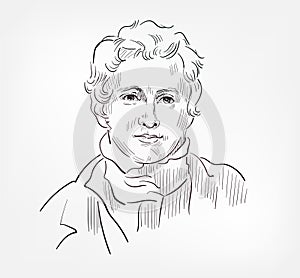 Sir Humphry Davy famous English Cornish chemist and inventor physician medical scientist vector sketch illustration photo