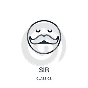 sir icon vector from classics collection. Thin line sir outline icon vector illustration. Linear symbol