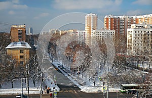 Sirenevyj boulevard in winter, Moscow, Russia