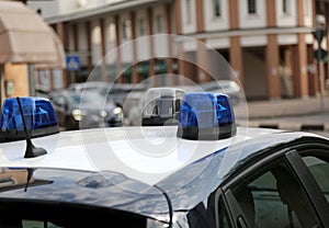 sirens of police car during a control checkpoint