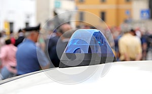 sirens of the police car during a demonstration with protesting