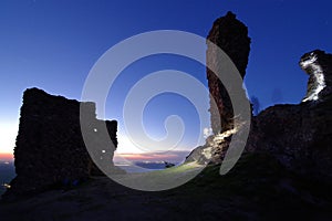 Siria Medieval Fortress in Arad County at sunset. photo