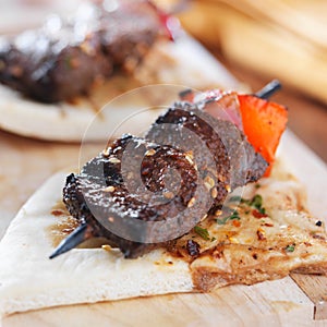 Sirloin steak mini kabobs with pita bread