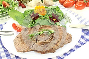 Sirloin steak with wild herb salad
