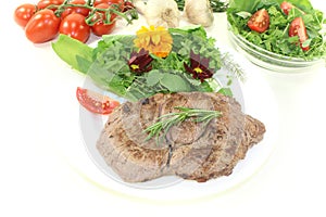Sirloin steak with wild herb salad