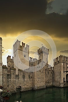 Sirmione Castle & x28;Scaliger Castle& x29; in Lake Garda, Italy