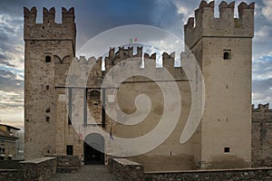 Sirmione Castle & x28;Scaliger Castle& x29; in Lake Garda, Italy