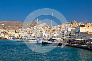 siros or syros island greece hermoupoli city in summer season photo