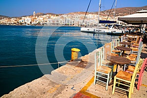 siros or syros island greece hermoupoli city in summer season photo