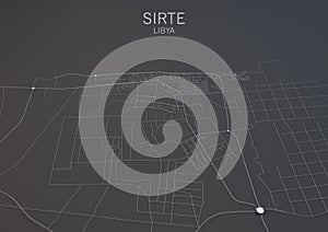 Sirte map, satellite view, Libya, Isis