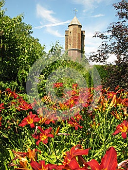 Sissinghurst Castle Tower with flowers photo
