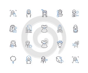 Sister line icons collection. Sibling, Family, Bond, Love, Support, Friendship, Confidant vector and linear illustration photo