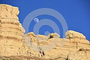 Sister Moon overlooking Sandy Loess Formations on Hanford Reach photo
