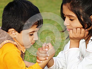 Sisters Arm Wrestling