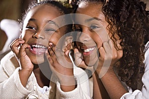 Sisters with big grins