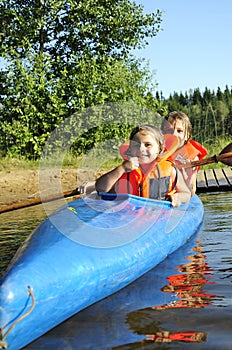 Sisters in kayak