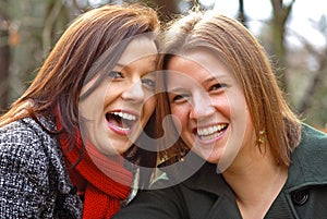 Sisters laughing