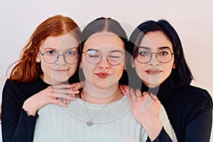 Sisters United: A Portrait of Family Love and Bonding on White Background