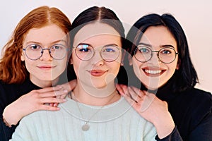 Sisters United: A Portrait of Family Love and Bonding on White Background